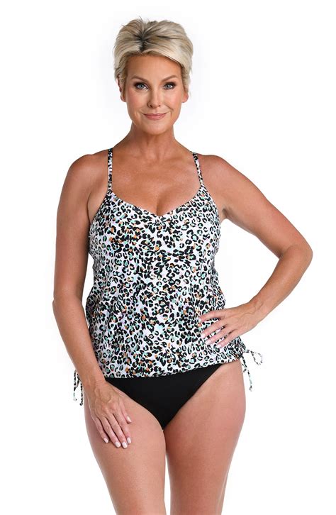 24th Ocean Desert Spot Underwire V Neck Blouson Tankini Top