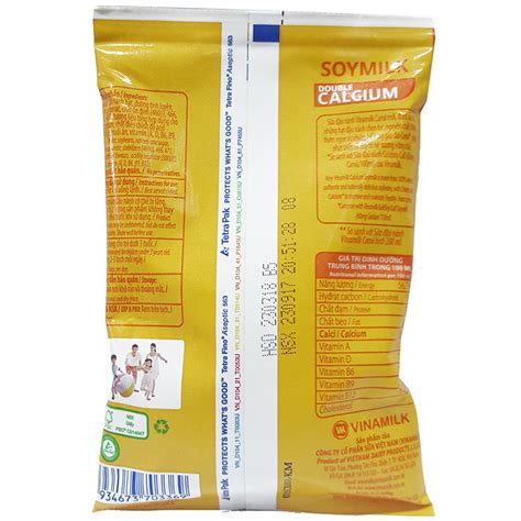 Sữa đậu nành Vinamilk nguyên chất gấp đôi Canxi lốc 10 bịch x 220ml ...