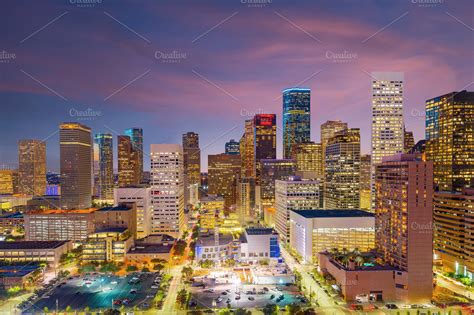 Downtown Houston skyline in Texas US | High-Quality Architecture Stock
