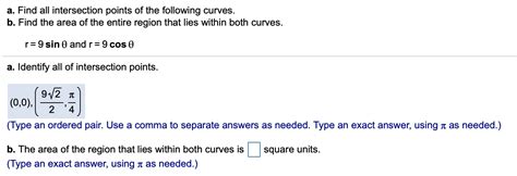 Solved A Find All Intersection Points Of The Following Chegg