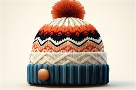 Premium Vector Bright Red Winter Knitted Hat With Pompon Sketch Style Vector Illustrations