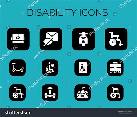 Disability Icon Set 12 Filled Disability Stock Vector Royalty Free 1640083438 Shutterstock