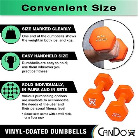 Cando Vinyl Coated Dumbbells 5 Pairs 1lb 10lb With Storage Rack Multi