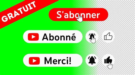 Boutons S Abonner Like Animation Fond Vert Transparent Gratuit