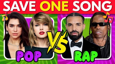 Pop Vs Rap 🎵 Save One Song 🎶 Music Quiz Youtube