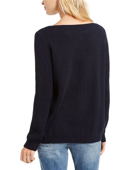 Tommy Hilfiger Cate Cable Knit Ribbed Sweater Macys