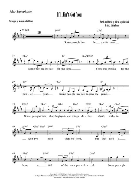 If I Ain T Got You Arr Steven John Oliver Sheet Music Alicia Keys