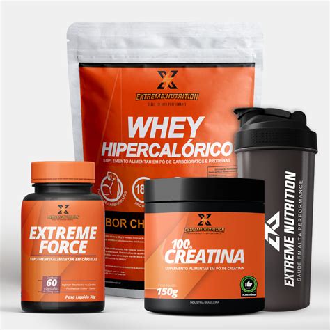 Kit Ganho De Massa Whey Creatina Pr Treino Coqueteleira Gr Tis