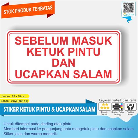 Jual Stiker Masuk Ketuk Pintu Dan Ucapkan Salam Shopee Indonesia