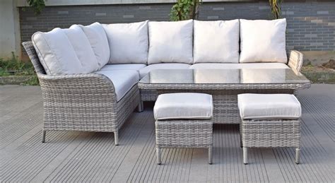 Rattan High Back Large Corner Sofa Set With Rising Table Corner Dining ...