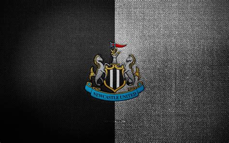 Download Newcastle United FC badge, 4k, black white fabric background ...