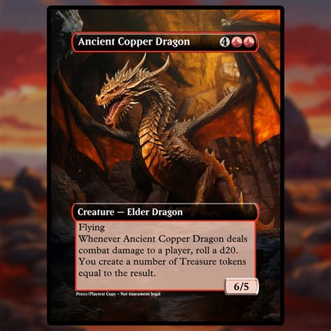 Ancient Copper Dragon Proxy Custom Game Card For Commander Proxy