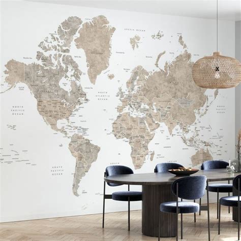 World Map with Countries – extraordinary wall mural | Mural wallpaper ...