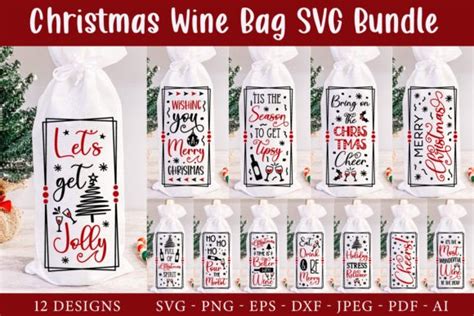 Christmas Wine Bag Bundle 12 Svg Designs Graphic By Shinegreenart