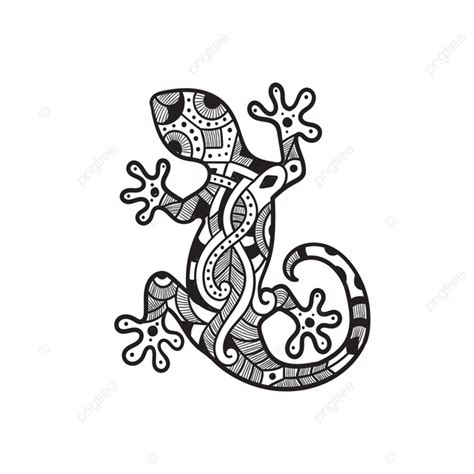 Hand Drawn Zentangle Stylized Drawing Of A Lizard Cunning Decoration