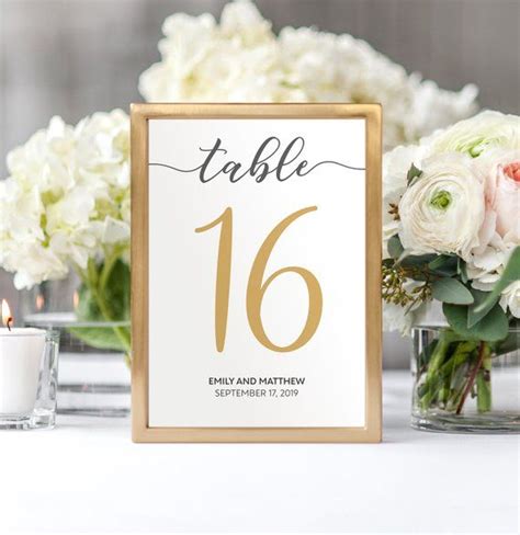 Gold Table Numbers Wedding Table Numbers Template Gold Etsy Wedding