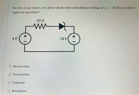 Answered For The Circuit Shown The Zener Diode Bartleby