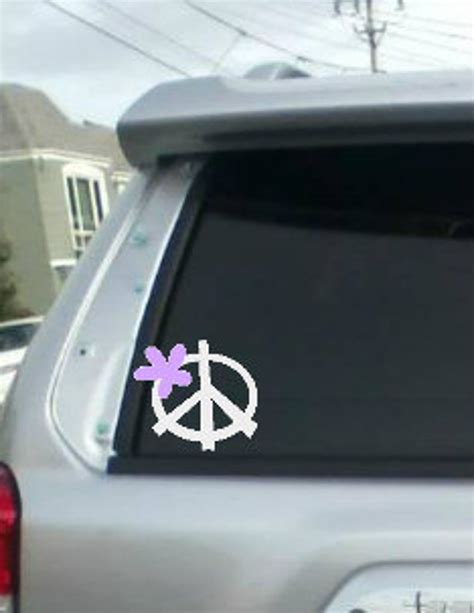 Peace Sign Car Decal Peace Sign With Flower Hand Peace - Etsy