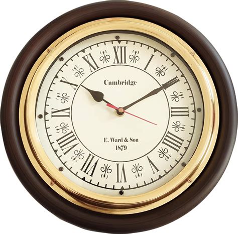 Amazon Artshai Antique Look Wall Clock Inch Brass And Wooden