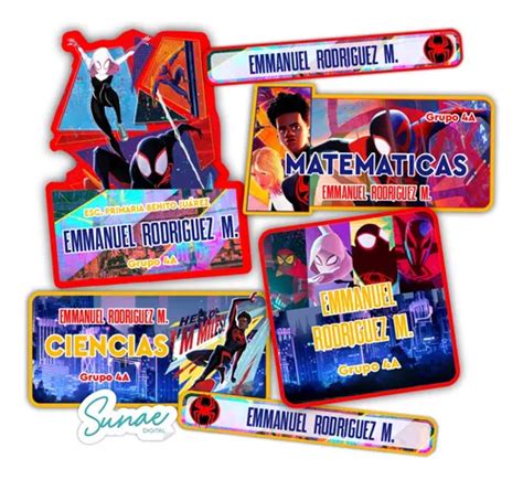 Etiquetas Escolares Spiderman Miles Env O Gratis