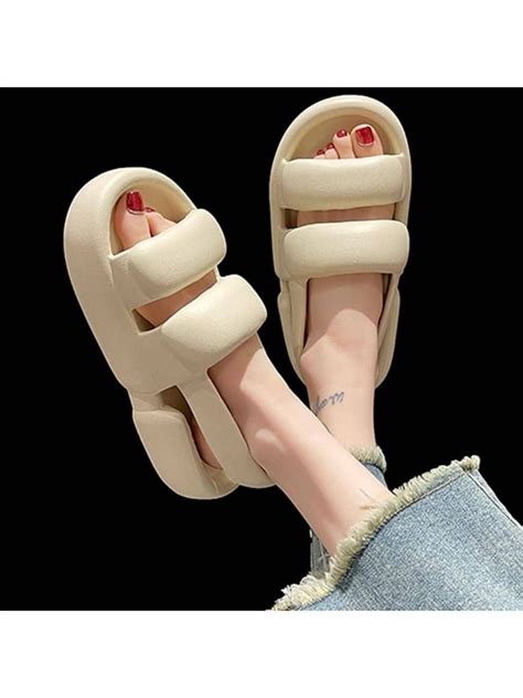 Mujer Chanclas Minimalista Con Tira Doble Guay Beige EVA Moda De