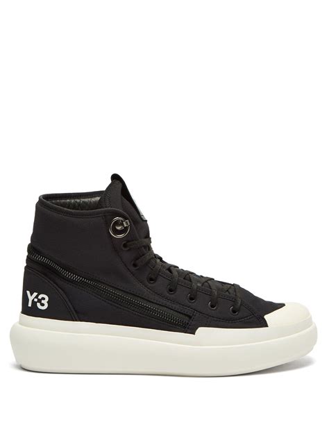 Y Ajatu Court High Top Canvas Trainers In Black For Men Lyst