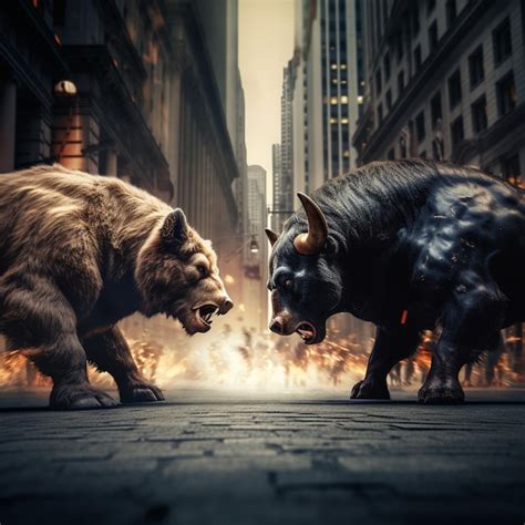 Toros versus osos en wall street hermosa imagen arte generado por ai | Foto Premium