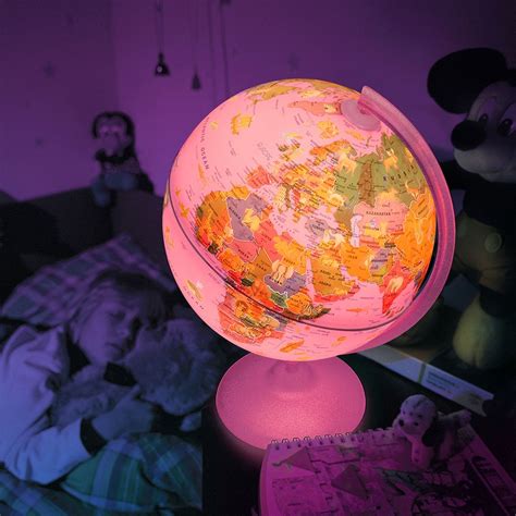 Globo Terrestre Luminoso Pink Zoo 25cm Tecnodidattica Barão