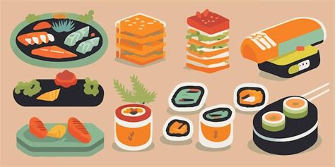 Verlockende Sushi Abenteuer Verspielte Cartoon Illustration Mit Bunten