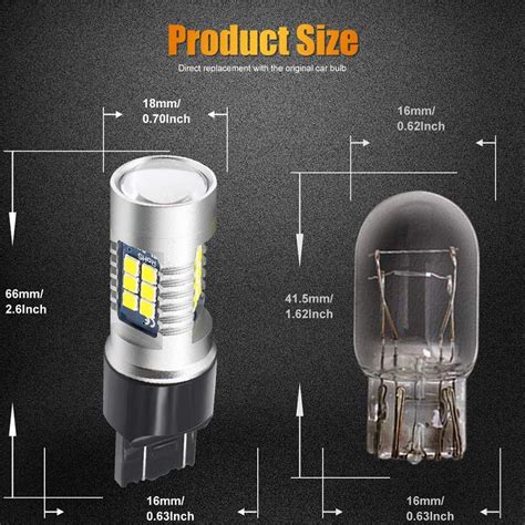 T20 12v 7443 21 White Led Tail Brake Stop Light Bulb Globes