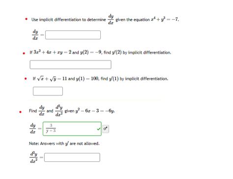 Solved Use Implicit Differentiation To Determine Dy D