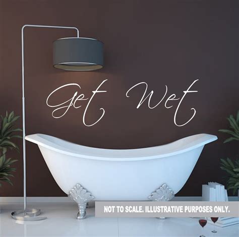 Get Wet Large Bathroom Bedroom Décor Wall Decal Funny Shower Naked Sexy Etched Glass Mirror Art