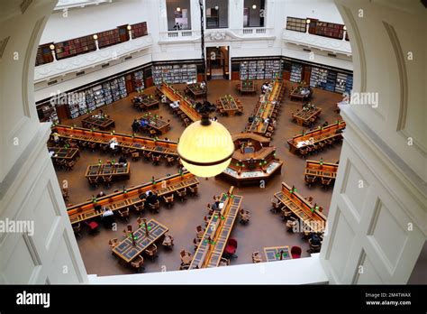 Top Down View Of The Reading Room At The State Library Victoria In