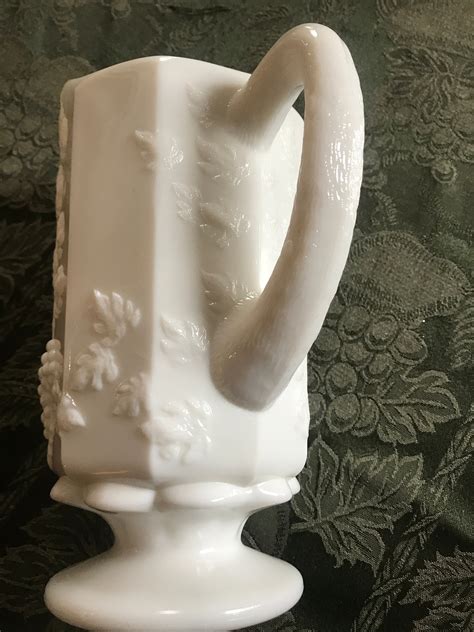 Vintage Milk Glass Pitcher Etsy