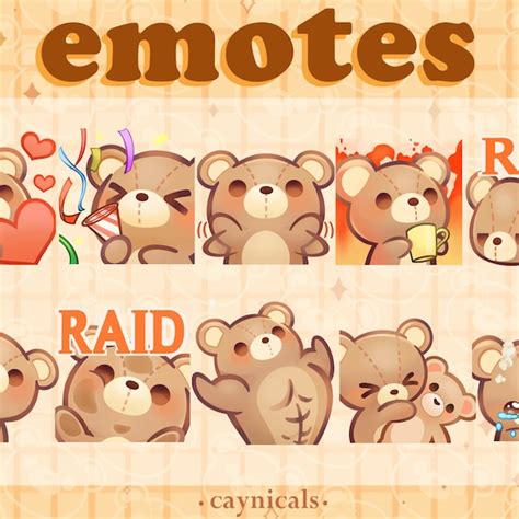 Chibi Emotes Bear Etsy