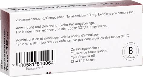 Torasemid Teva Tabletten 10mg 20 Stück in der Adler Apotheke