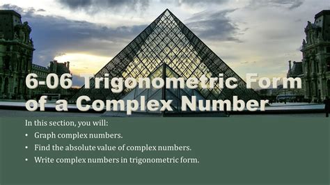 Precalculus 06 06 Trigonometric Form Of A Complex Number Youtube