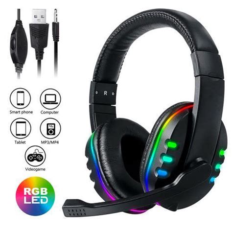 Headset Fone Gamer Led Rgb Microfone Para PC Ps4 XBOX