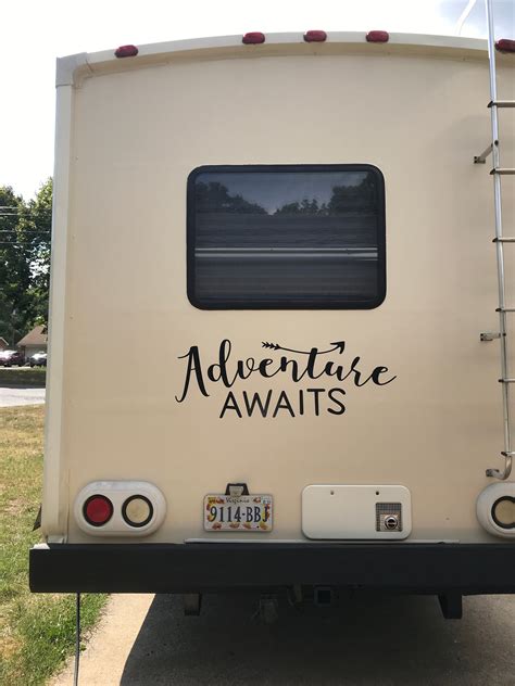 Adventure Awaits rv decal, Custom camper decal