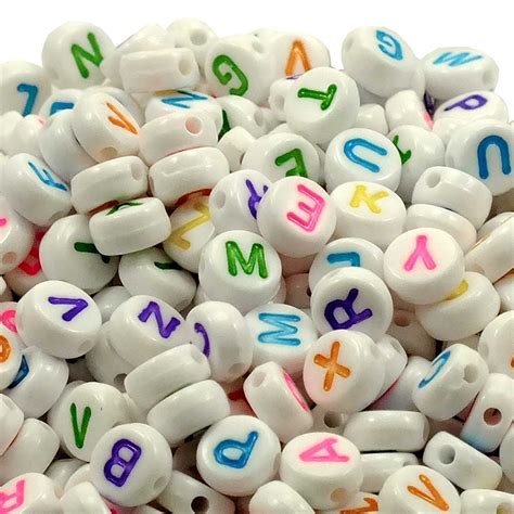 Letter Alphabet X Mm Plastic Beads A To Z White Multicolour G