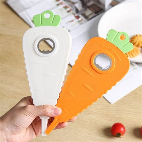 New 4 In 1 Lid Jar Opener Carrot Shaped Bottle Opener Bottle Launcher Opener Can Manual Opener