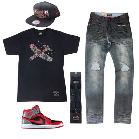 Air Jordan 1 Mid Fire Red Outfit