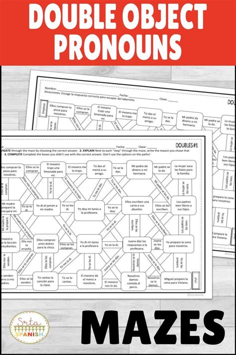 Double Object Pronouns Spanish Worksheet