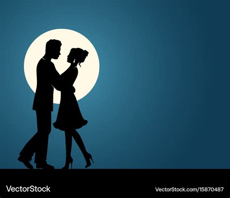 Silhouettes of a couple in love Royalty Free Vector Image