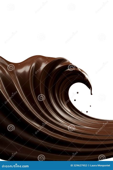 Chocolate Wave Or Flow Splash In Glass Pouring Hot Melted Milk Chocolate Sauce Or Syrup Glass