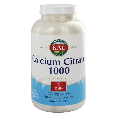 Kal Calcium Citrate 1000mg Teeth And Bone Health Nervous Muscular