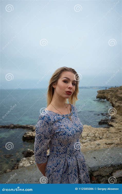 Blonde Walking Outdoors Stock Photo Image Of Caucasian