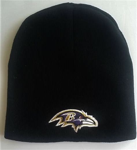 Baltimore Ravens Football Team Logo Nfl Black Cuffless Beanie Knit Cap