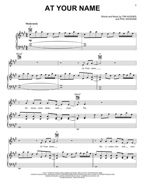 At Your Name By Phil Wickham Sheet Music For Piano Vocal Guitar