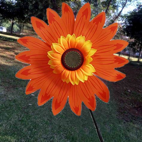 Yoloke Sunflower Pinwheels Large Wind Spinners For Garden Yard Decor